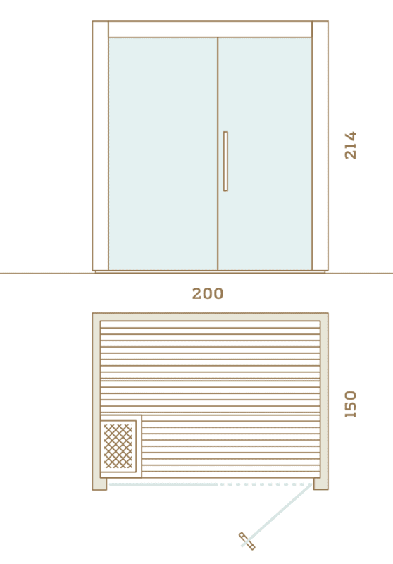 150x200 or 59x79 auroom nativa exterior dimensions for indoor sauna kit